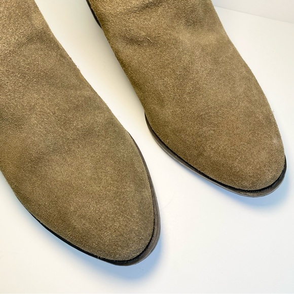 American Eagle Outfitters Suede Olive Green Buckle Ankle Booties Block‎ Heel 8 - Picture 2 of 11